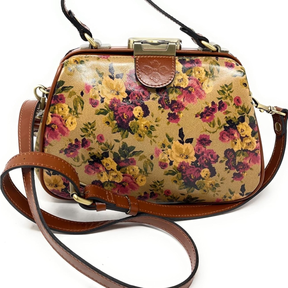 Patricia Nash Floral Crossbody Bag - Tan and Purple